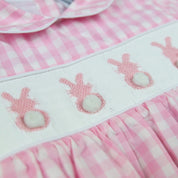 Pink Gingham Smocked Easter Bunny Bubble