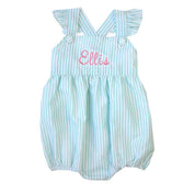 Charlotte Cross-Back Seersucker Ruffle Bubble in Mint