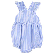 Charlotte Cross-Back Seersucker Ruffle Bubble in Light Blue