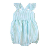 Charlotte Cross-Back Seersucker Ruffle Bubble in Mint
