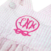 Charlotte Cross-Back Seersucker Ruffle Bubble in Pink