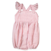 Charlotte Cross-Back Seersucker Ruffle Bubble in Red