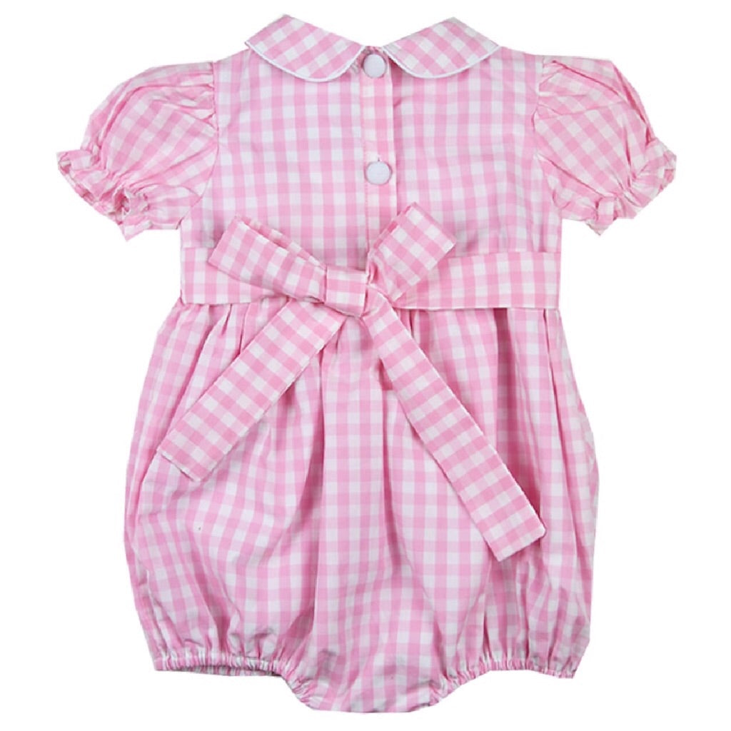 Pink Gingham Smocked Easter Bunny Bubble