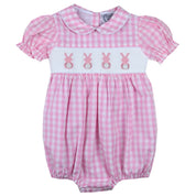Pink Gingham Smocked Easter Bunny Bubble