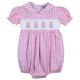 Pink Gingham Smocked Easter Bunny Bubble