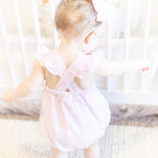 Charlotte Cross-Back Seersucker Ruffle Bubble in Pink