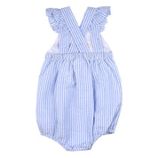 Charlotte Cross-Back Seersucker Ruffle Bubble in Light Blue
