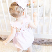 Charlotte Cross-Back Seersucker Ruffle Bubble in Pink