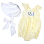 Charlotte Cross-Back Seersucker Ruffle Bubble in Yellow