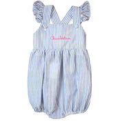 Charlotte Cross-Back Seersucker Ruffle Bubble in Navy
