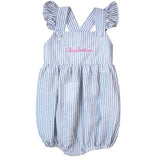 Charlotte Cross-Back Seersucker Ruffle Bubble in Navy