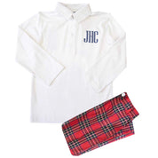 boys red tartan christmas holiday outfit for gifts 