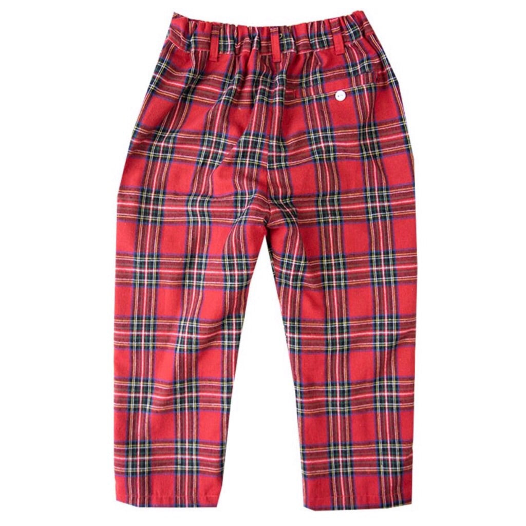 Boys Red Tartan pant Christmas holiday outfit 