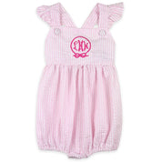 Charlotte Cross-Back Seersucker Ruffle Bubble in Pink