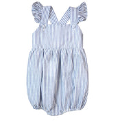 Charlotte Cross-Back Seersucker Ruffle Bubble in Navy