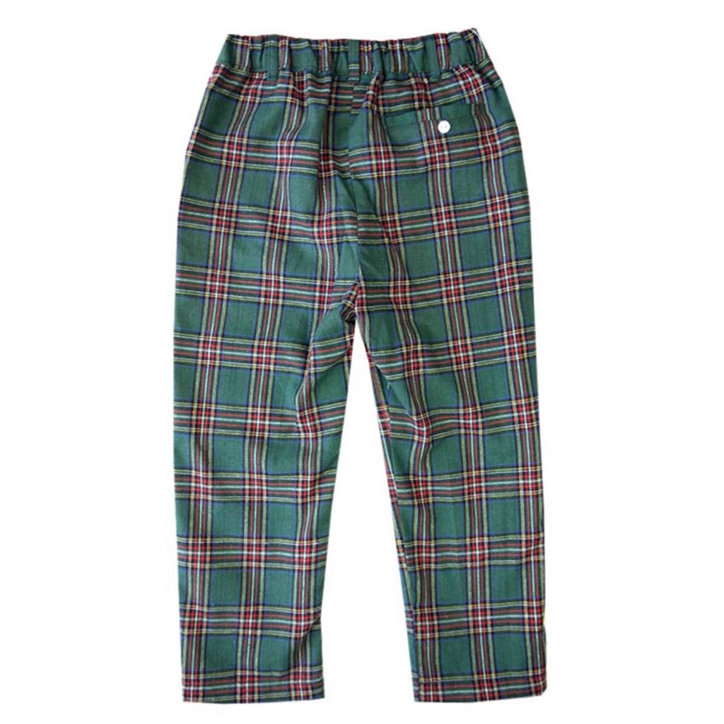 Back Green Tartan Boys Christmas Outfit 