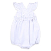 Charlotte Cross-Back Seersucker Ruffle Bubble in White