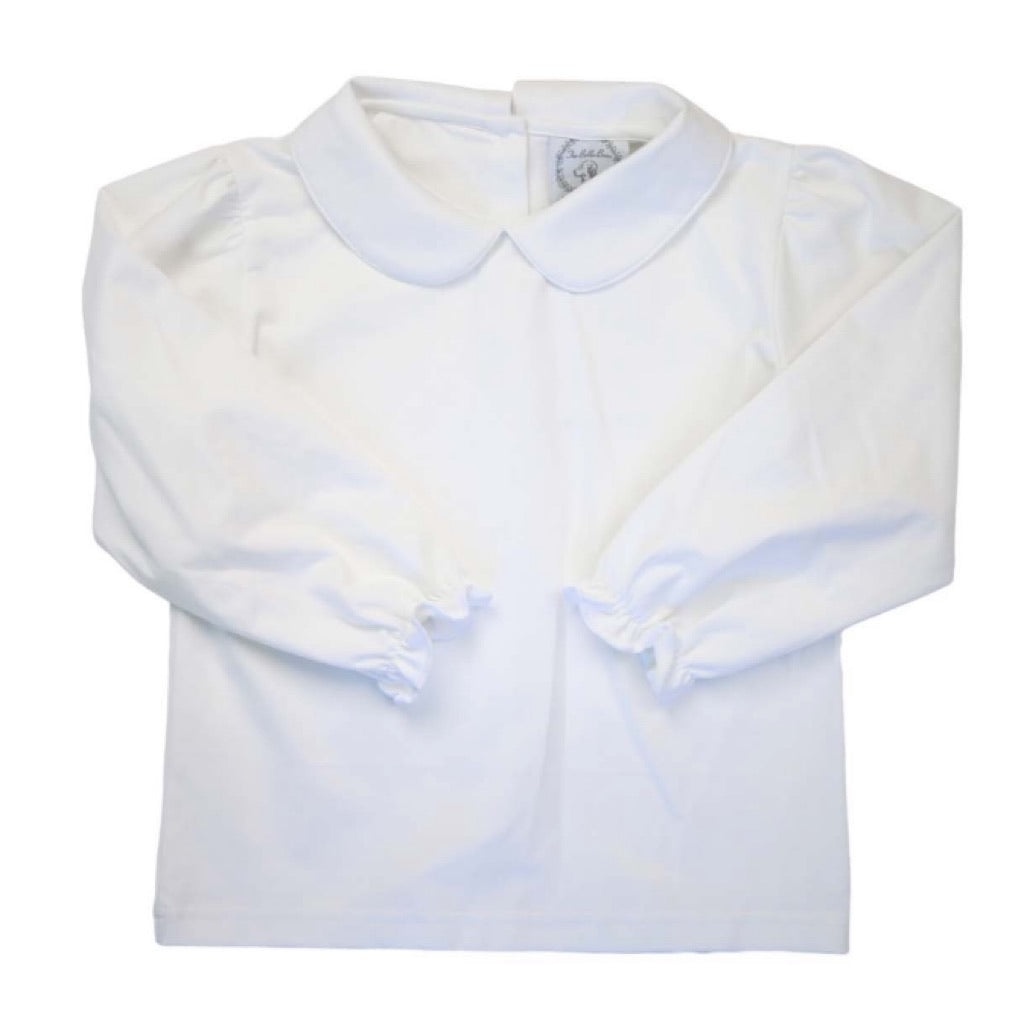 Girls Long Sleeve Peter Pan Collar Shirt