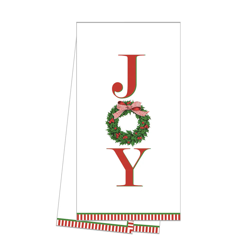 Cotton Tea Towel | JOY Holly Wreath