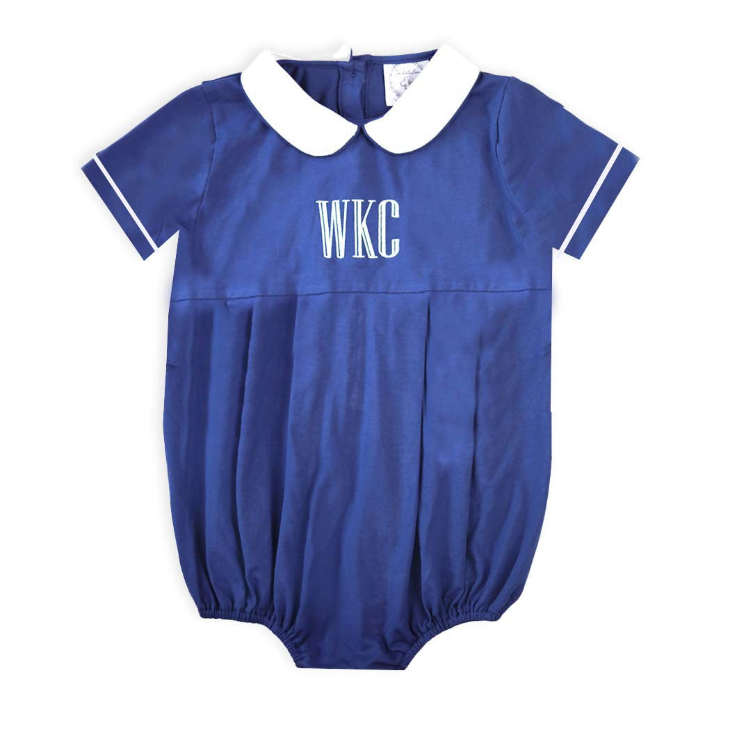 Navy Laine Short-Sleeve Bubble Bodysuit