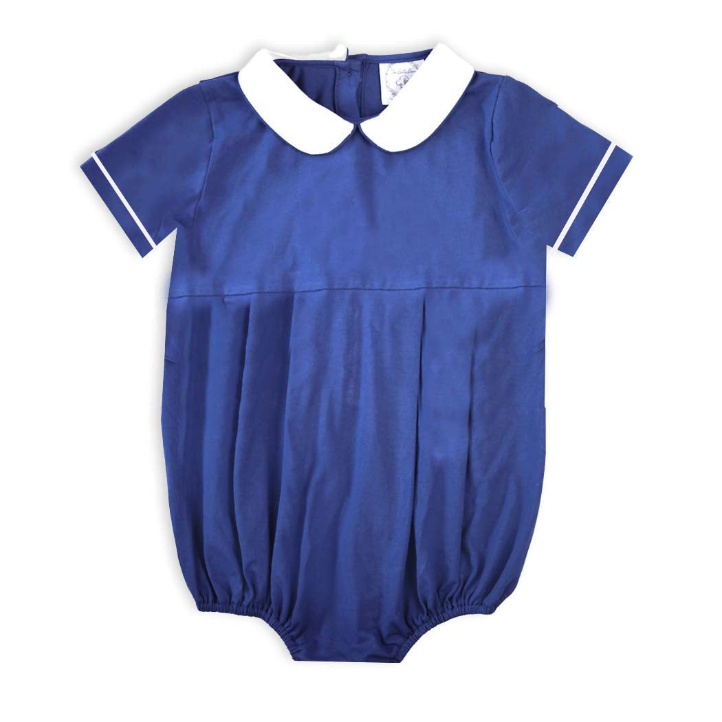 Navy Laine Short-Sleeve Bubble Bodysuit