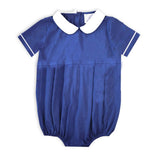 Navy Laine Short-Sleeve Bubble Bodysuit