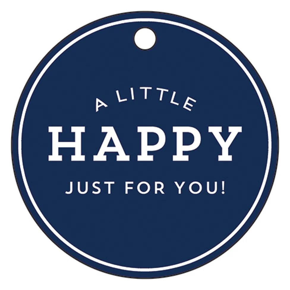 3" Round Navy Blue Gift Tags | A Little HAPPY Just for You!