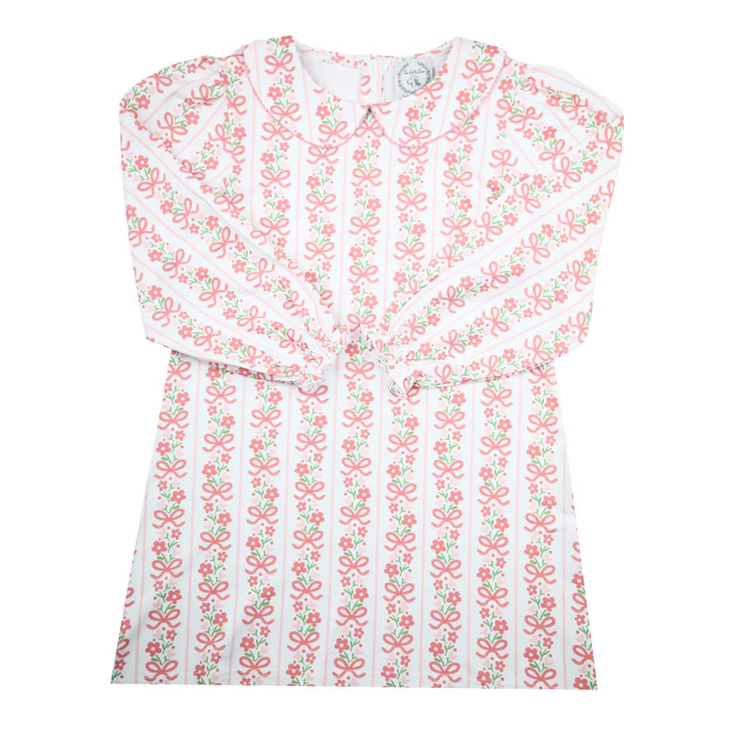Floral & Bow Striped Print Knit Dress