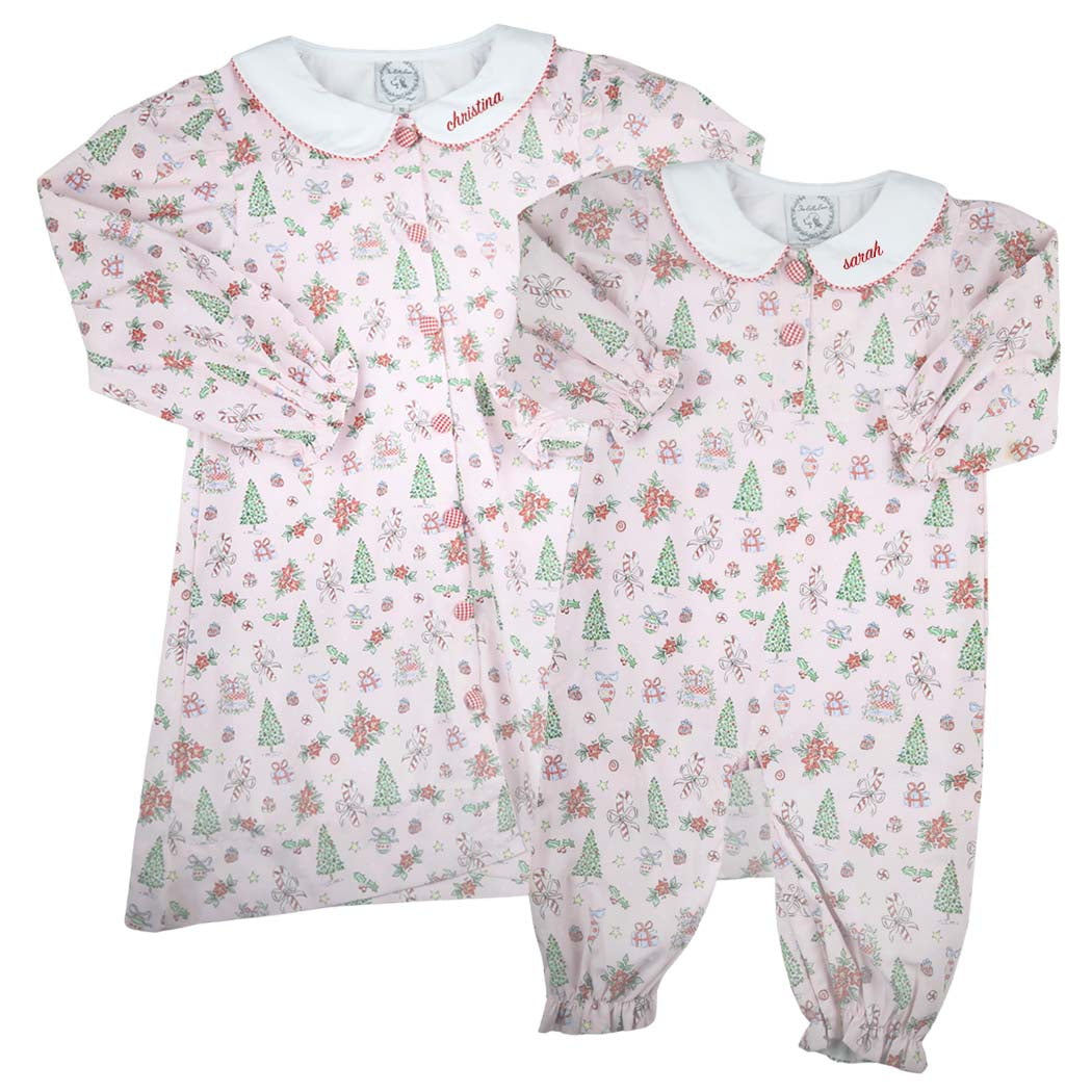 Pink Christmas Scene Romper