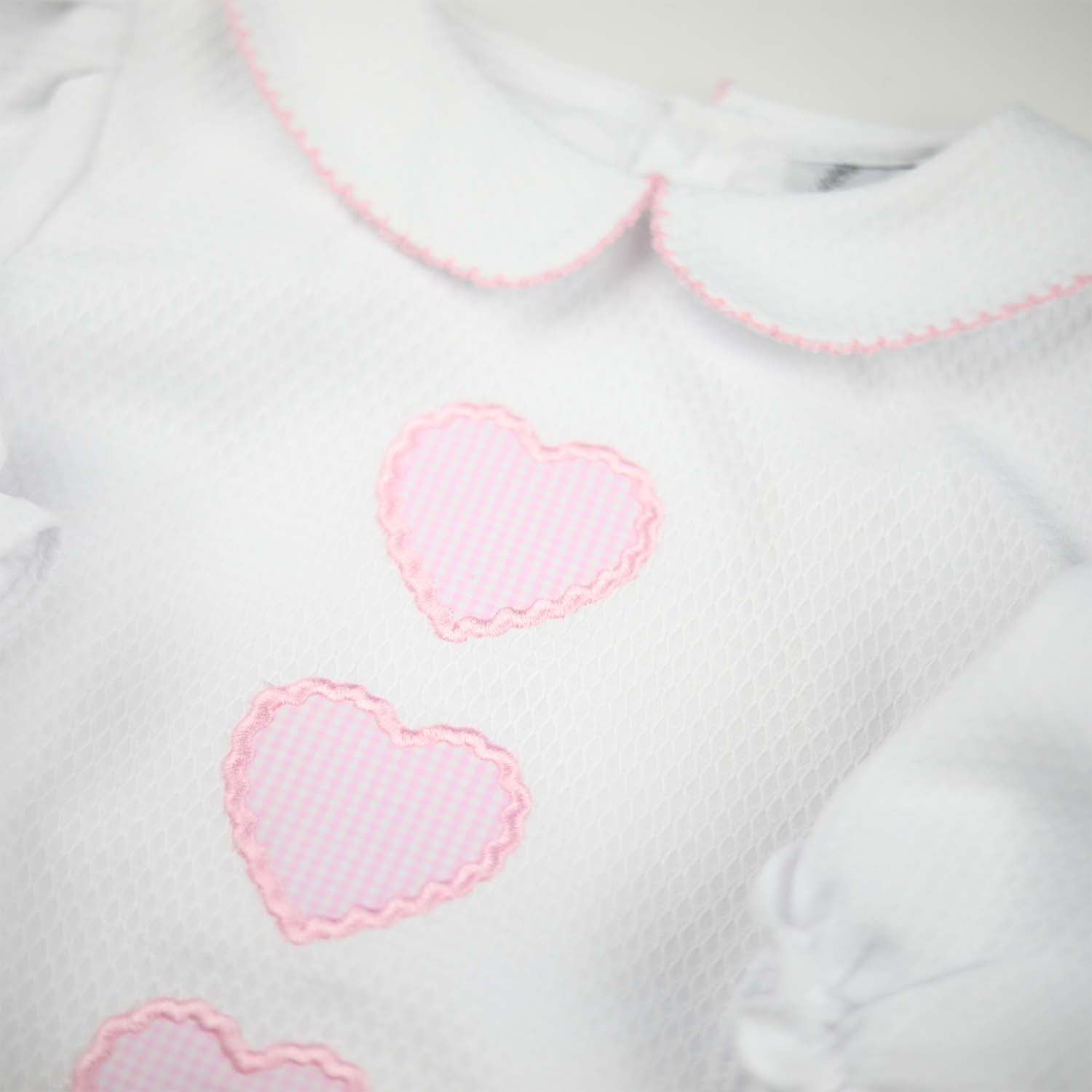White Honeycomb & Baby Pink Gingham Heart Bubble