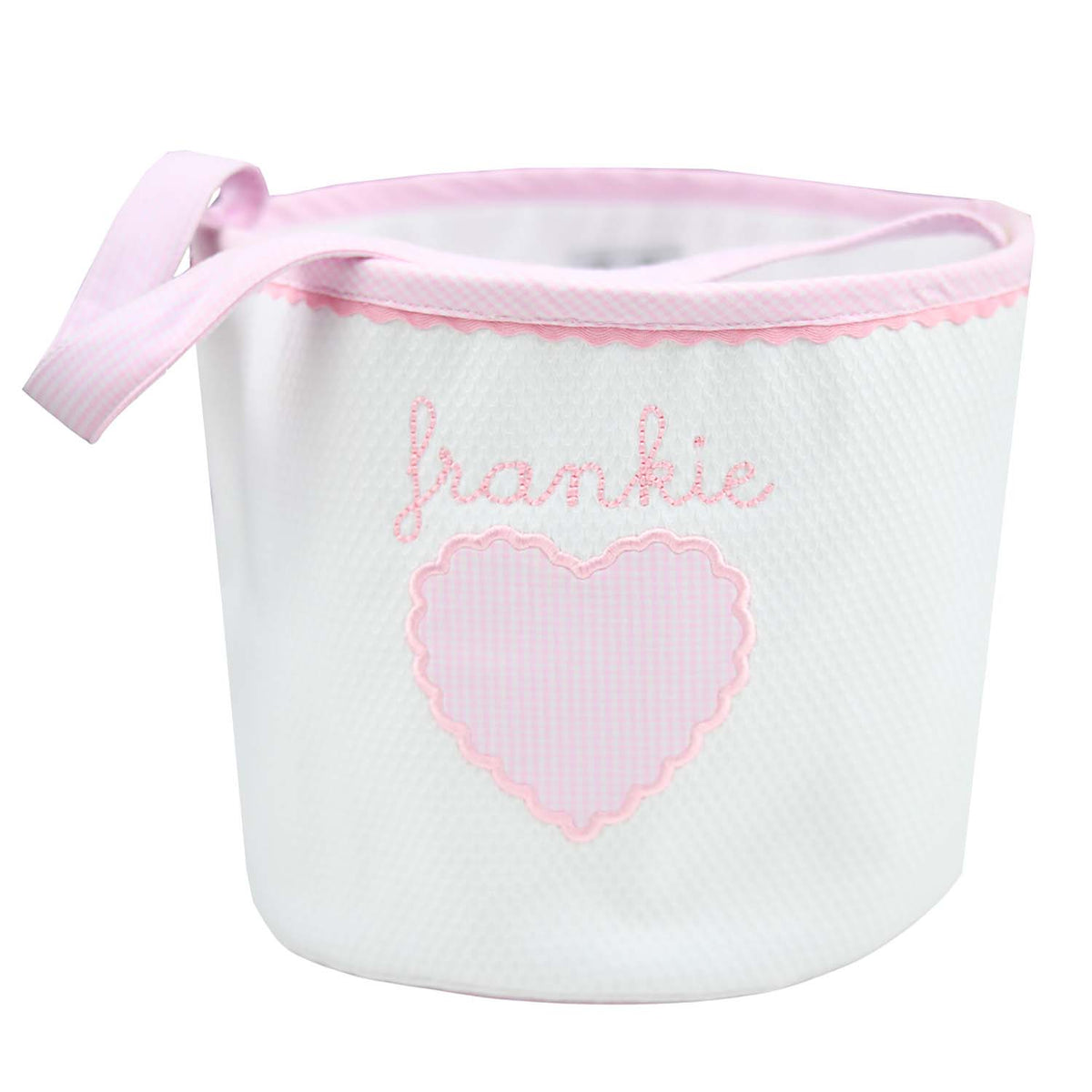 White Honeycomb with Baby Pink Gingham Heart Bucket