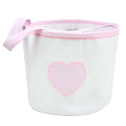White Honeycomb with Baby Pink Gingham Heart Bucket