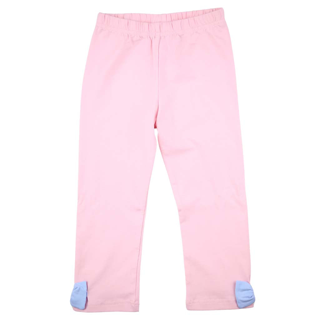 Pink Leggings with Baby Blue Bows