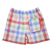 Schoolhouse Plaid Boys Shorts with Ric Rac