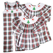 White Tartan Smocked Santa Christmas Bubble