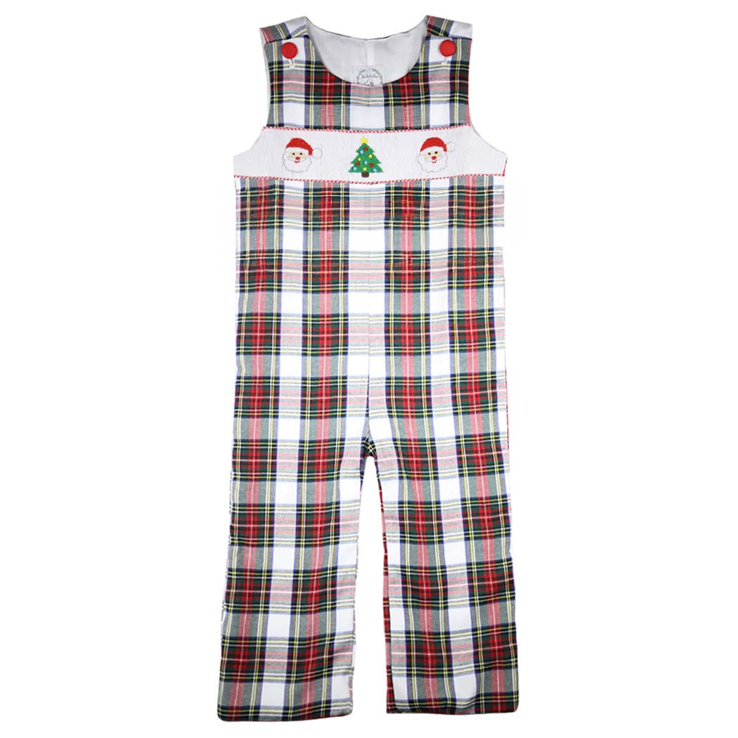 White Tartan Smocked Santa Christmas Longall