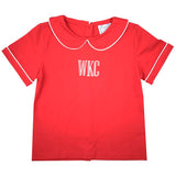 Unisex Red Peter Pan Knit Short-Sleeve Shirt