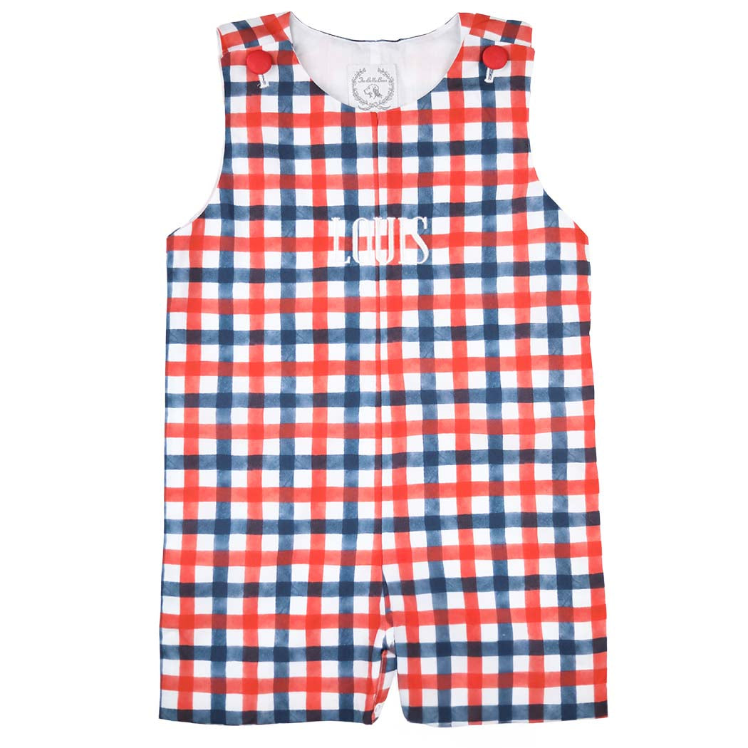 Boys Red & Blue Gingham Patriotic Shortall