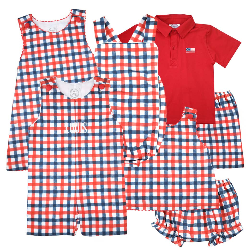 Boys Red & Blue Gingham Shortall