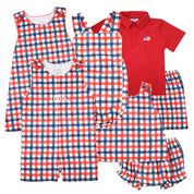 Boys Red & Blue Gingham Shortall