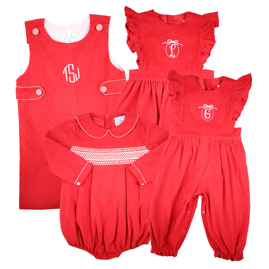 Valentine's Day Red Corduroy Shortall