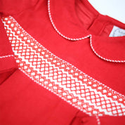 Valentine's Day Red Corduroy Smocked Bubble