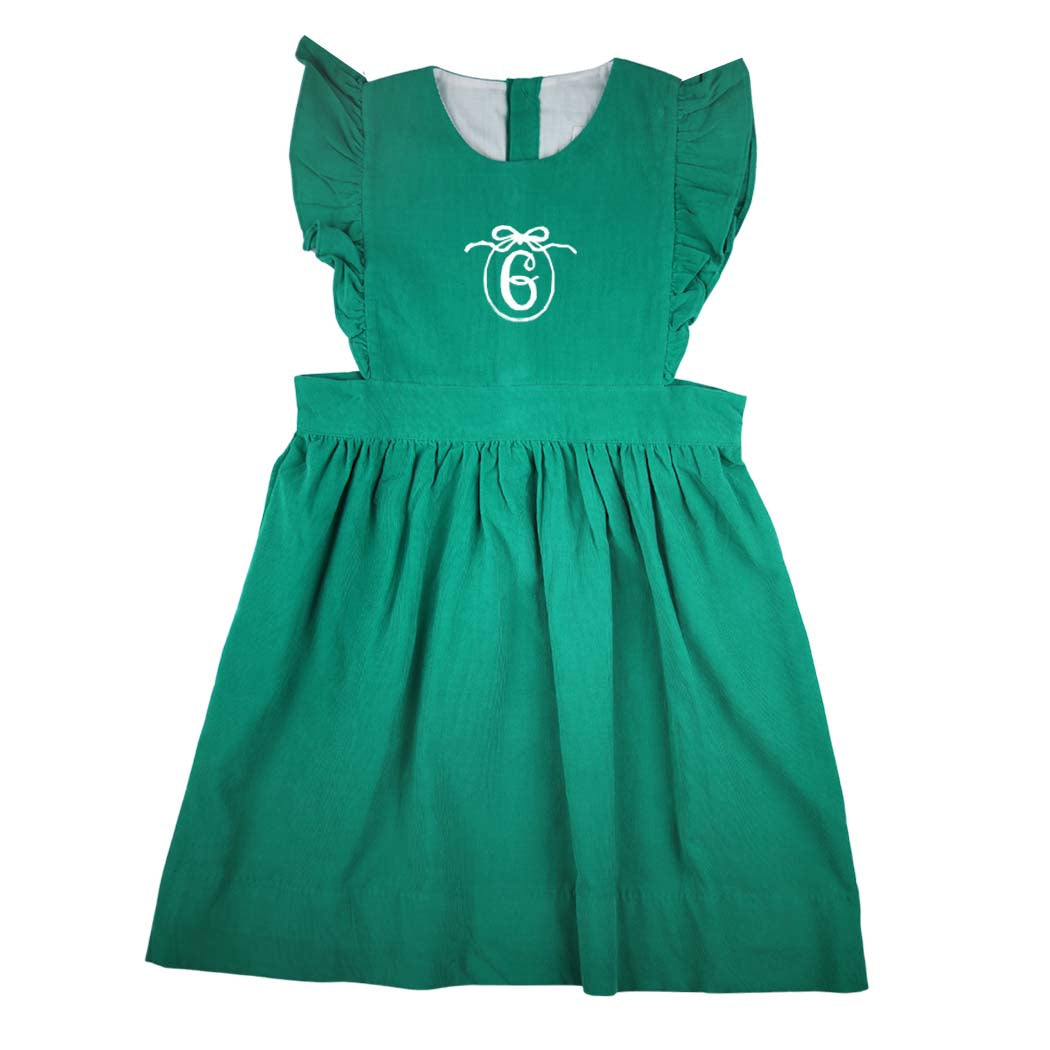 Green Corduroy Ruffle Dress