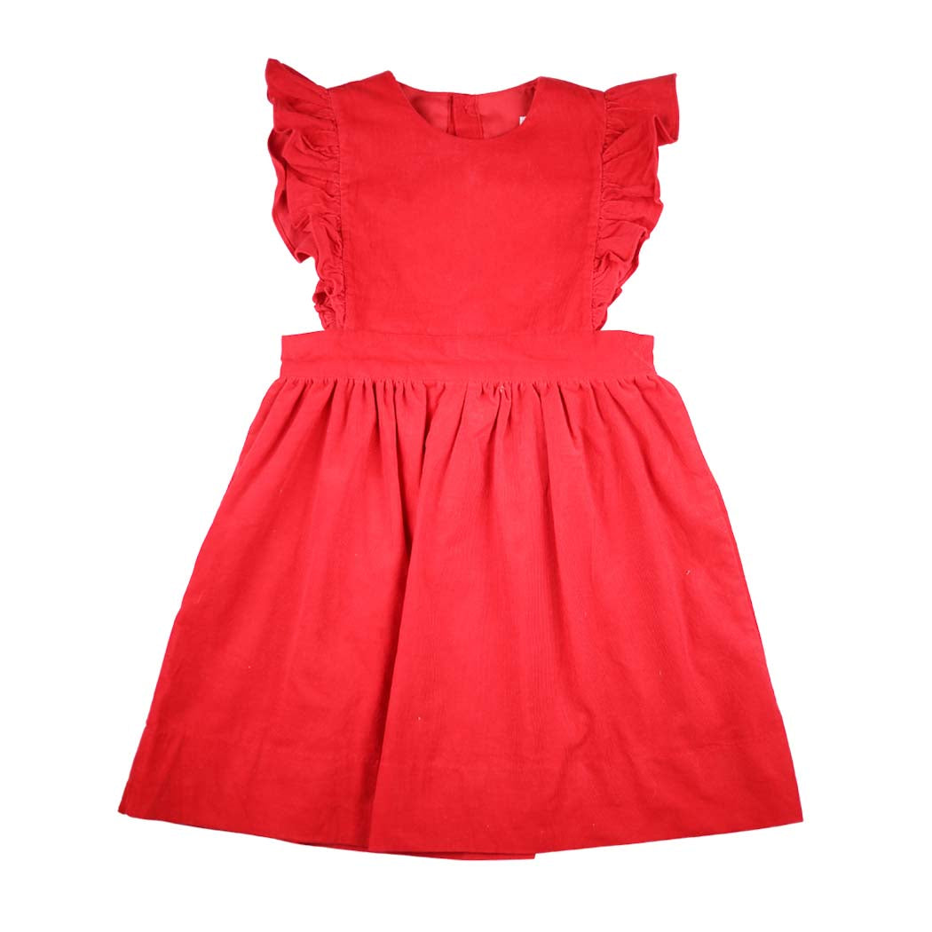 Valentine's Day Red Corduroy Ruffle Dress