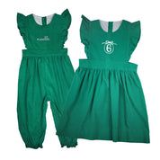 Green Corduroy Ruffle Romper