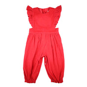 Valentine's Day Red Corduroy Ruffle Romper