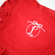 Valentine's Day Red Corduroy Ruffle Romper