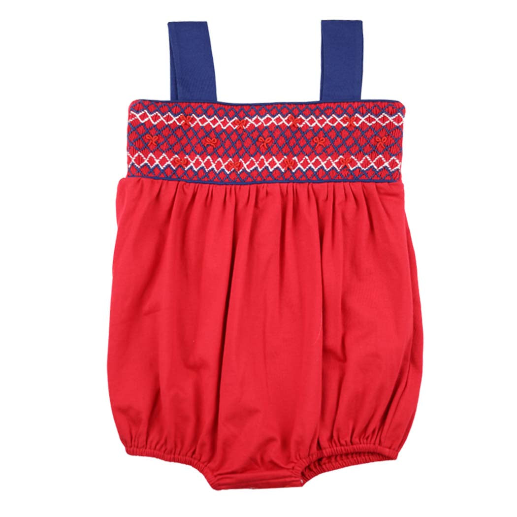 Girls Patriotic Smocked Bubble