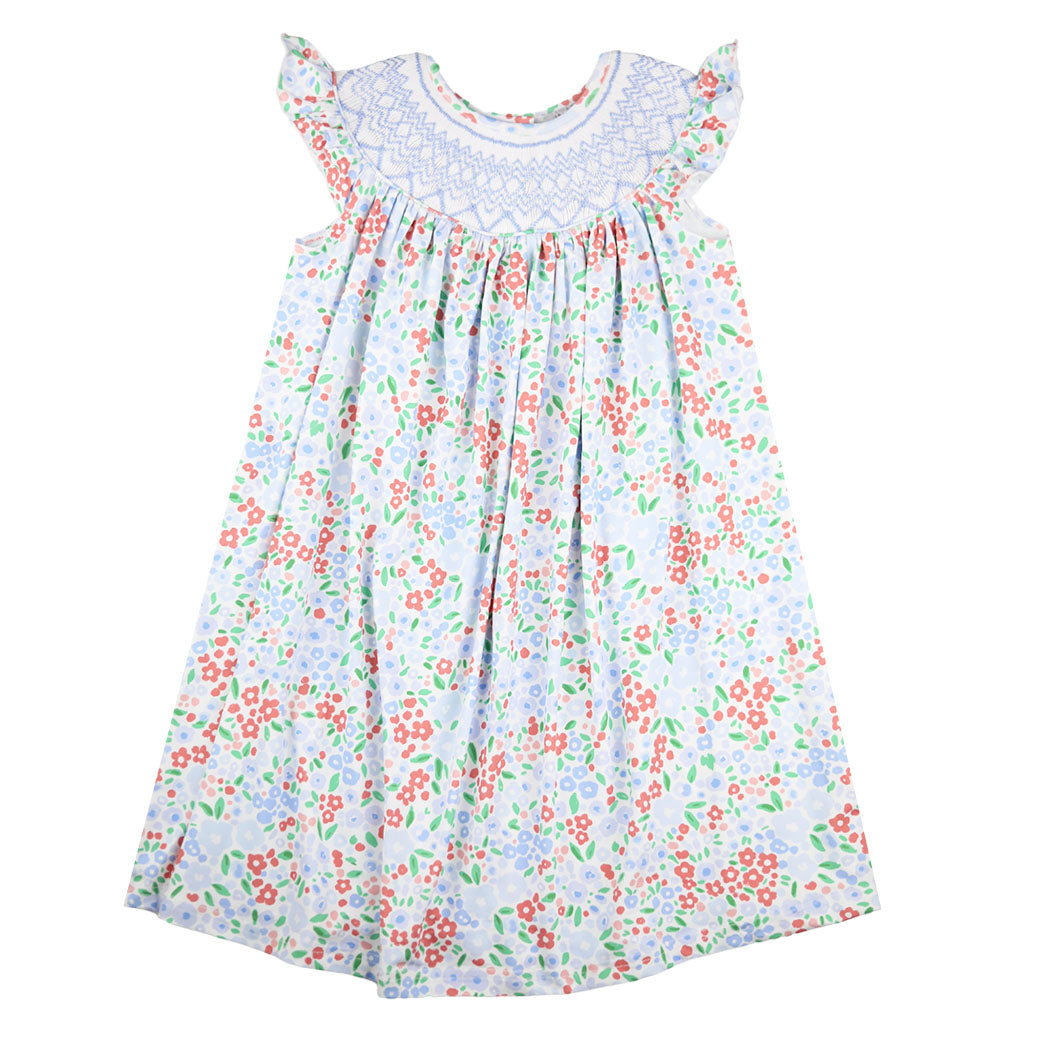 Annie Smocked Patriotic Floral Dress