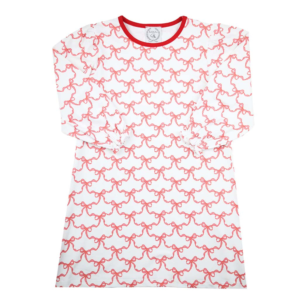 Red Bow Print Knit Dress